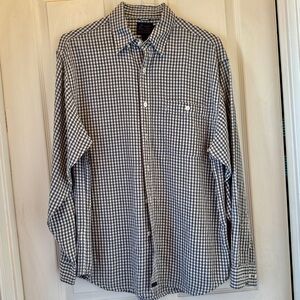 Tommy Bahama Indigo Palms Gray & White Gingham Style Shirt Excellent Condition